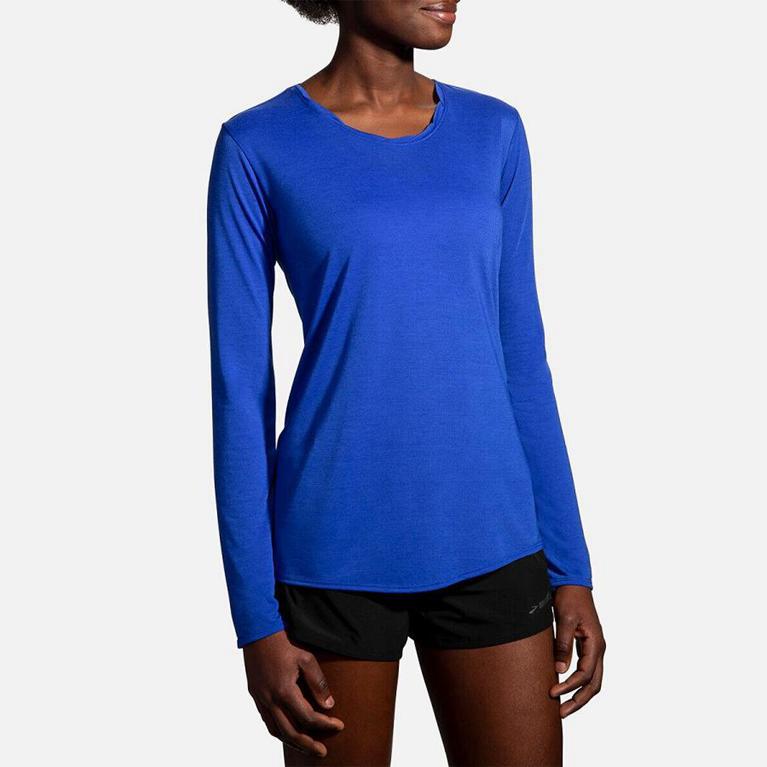 Brooks Distance Women's Long Sleeve Running Shirt - Blue (18754-QIEX)